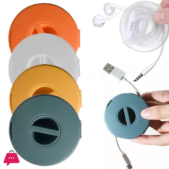 Portable Cable Winder Round Travel Data Cord Organizer for USB Charger Cable Holder Wire Management