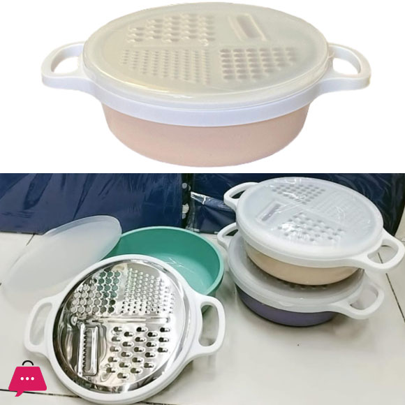 Round Plastic Box Grater with Cover 19 x 7cm