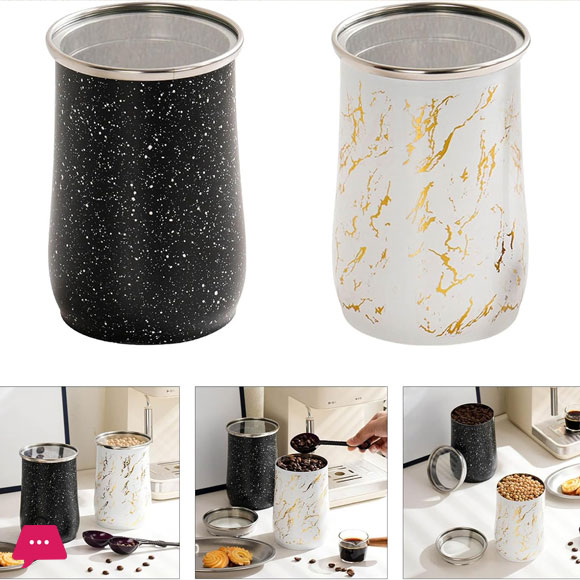 Stainless Steel Coffee Container Sealed Canister with Spoon 1-Pcs