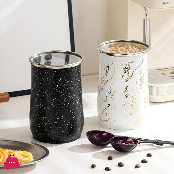 Stainless Steel Coffee Container Sealed Canister with Spoon 1-Pcs