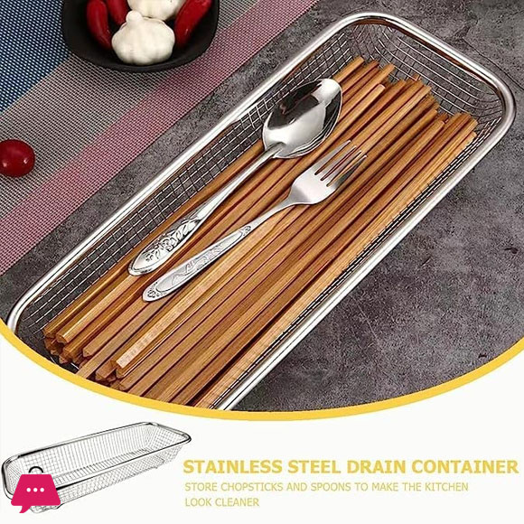 Stainless Steel Rectangle Drain Basket - 32x16x6CM