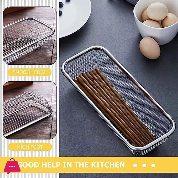 Stainless Steel Rectangle Drain Basket - 32x16x6CM