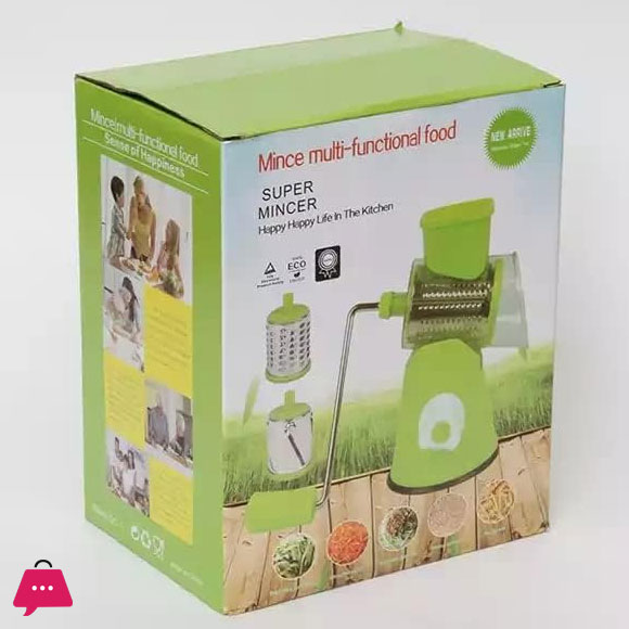 Tabletop Drum Grater Stainless Steel 3 in 1 Multi-Functional Drum Rotary Vegetable Cutter Grater & Slicer with High Speed Rotary Cylinder