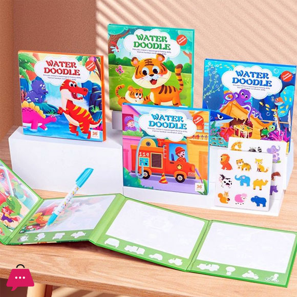 Water Coloring Book with Stickers
