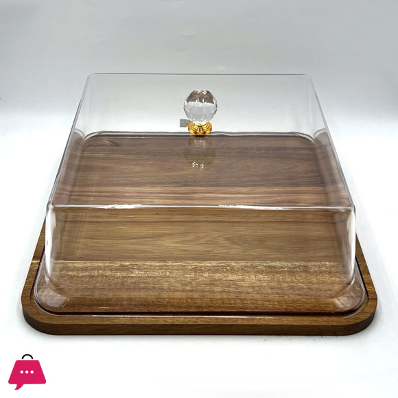 Wooden Cake Dish with Acrylic Lid - 260