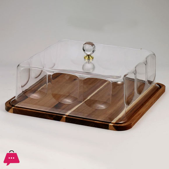 Wooden Cake Dish with Acrylic Lid - 264