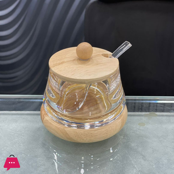 Bamboo Acrylic Sugar Pot with Spoon