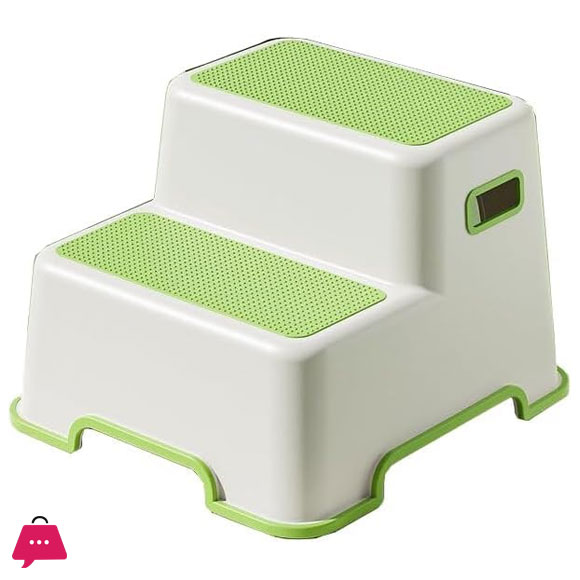Double Step Stool for Kids Non-Slip 2 Height 2-Up Step Stool for Toddlers Kids with Built-in Handles