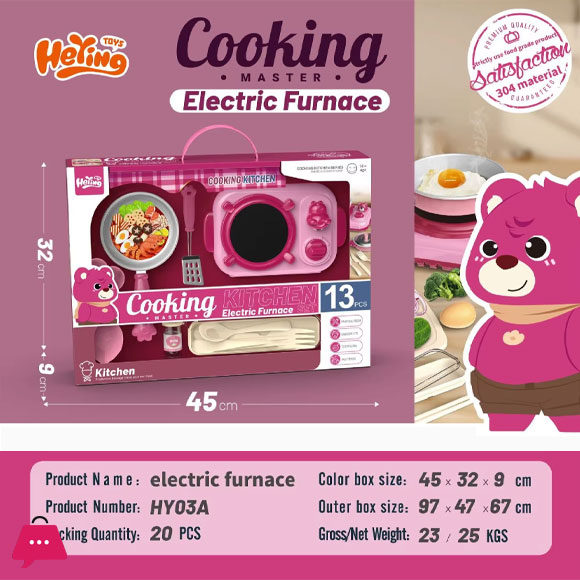 Electric Furnace Kitchen Set Real Cooking Play Toy for Kids