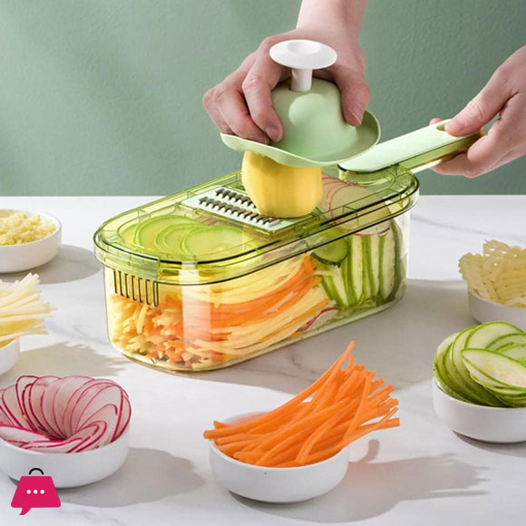 Multifunctional Vegetable Cutter Vegetable Spiralizer with Container 1.5L Food Preparation Tool