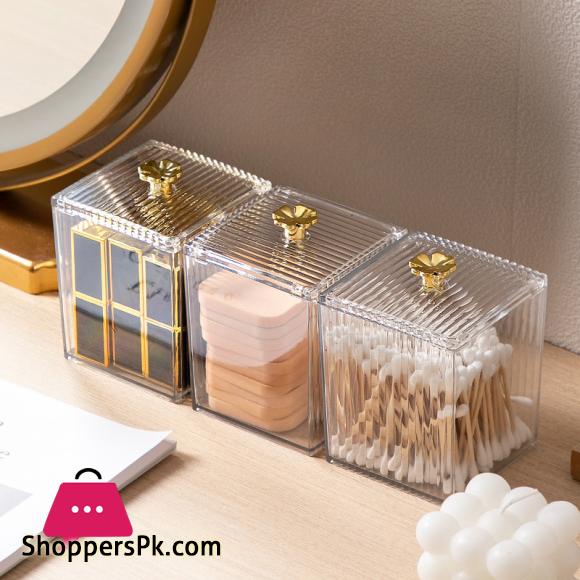 1PCS Transparent Storage Box Cotton Swab Container Desktop Dust-Proof Makeup Removal Cotton Lipstick Cosmetics Boxes Acrylic New