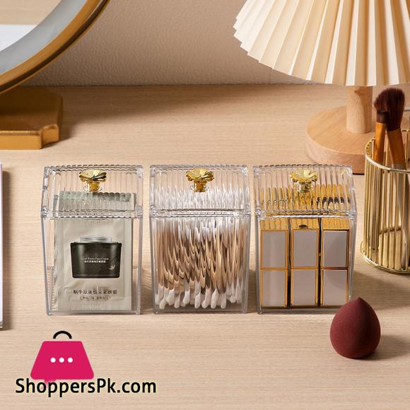 1PCS Transparent Storage Box Cotton Swab Container Desktop Dust-Proof Makeup Removal Cotton Lipstick Cosmetics Boxes Acrylic New