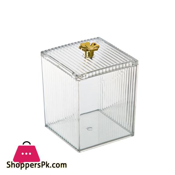 1PCS Transparent Storage Box Cotton Swab Container Desktop Dust-Proof Makeup Removal Cotton Lipstick Cosmetics Boxes Acrylic New