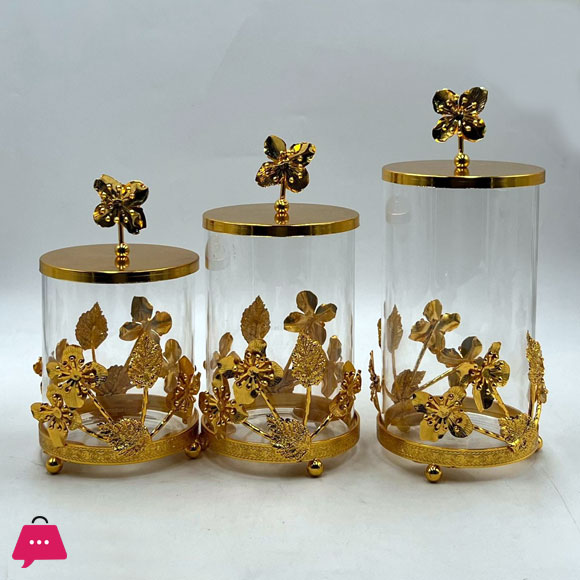 3 PCS CANDY JAR (GOLDEN)