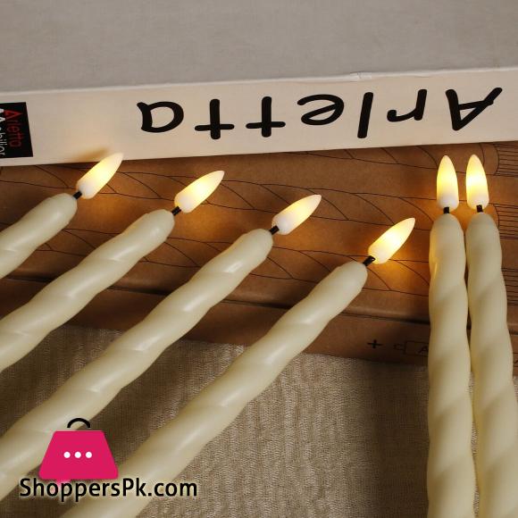 6 Pack 11 Inch 3D Flickering LED Taper Candle Light Battery Operated Spiral Candle Lamp for Table Decoration, 28cm