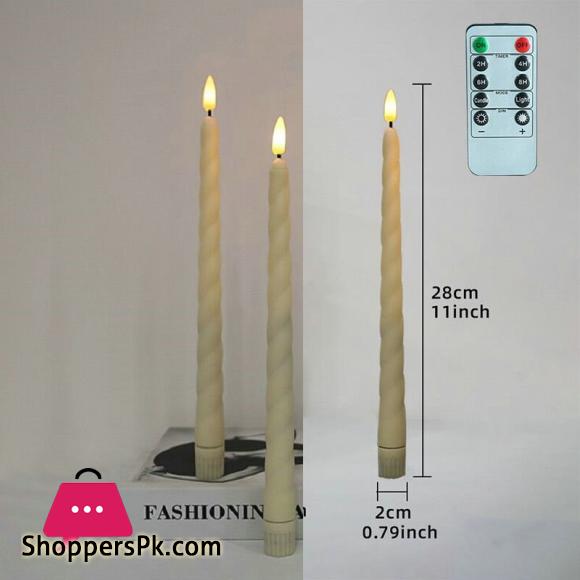 6 Pack 11 Inch 3D Flickering LED Taper Candle Light Battery Operated Spiral Candle Lamp for Table Decoration, 28cm