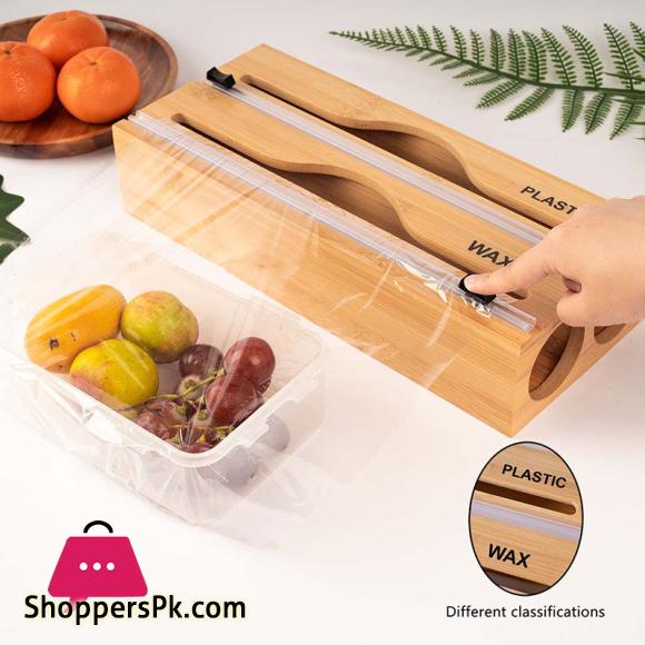 Bamboo Fresh Wrap Cut Box Wall-mounted Aluminum Foil and Plastic Wrap Foil Cutter