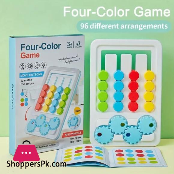 Four Color Sliding Chess Game, Logical Thinking Training Game, Color Classification Matching Puzzle Brain Teasers Advanced Childrens Toy
