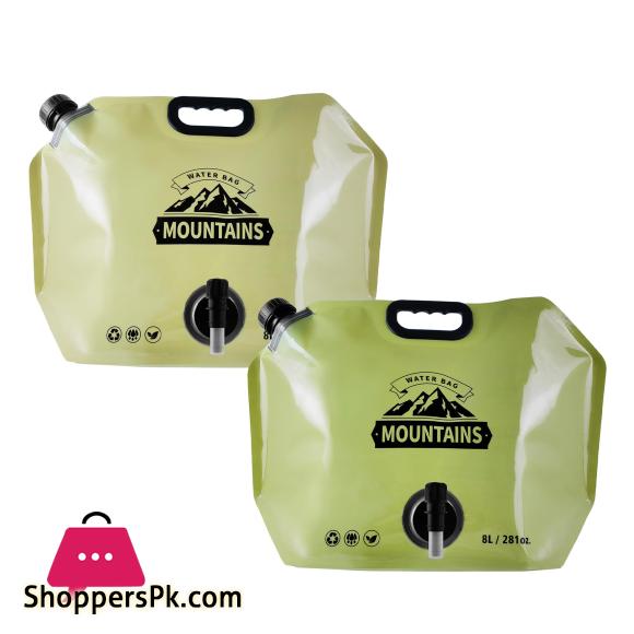 Outdoor Collapsible Water Storage Bag With Faucet Valve Plastic Water Bag 8-Liter