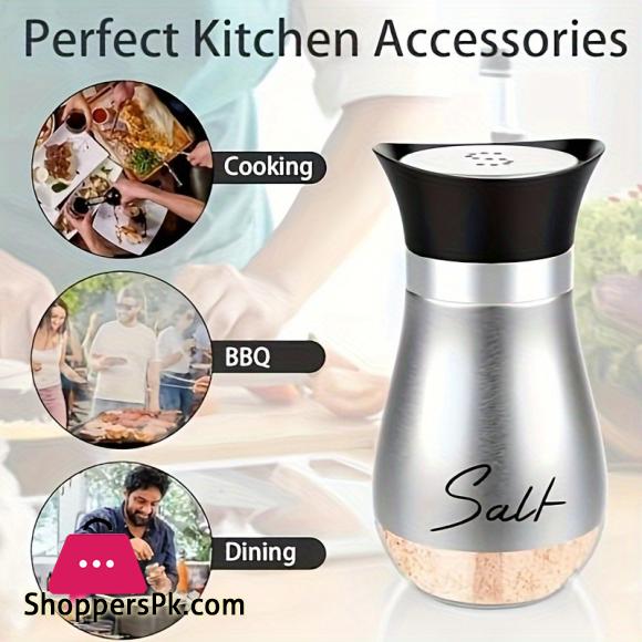 Salt and Pepper Bottles with A Shaking Stand Stainless Steel Lid Refillable