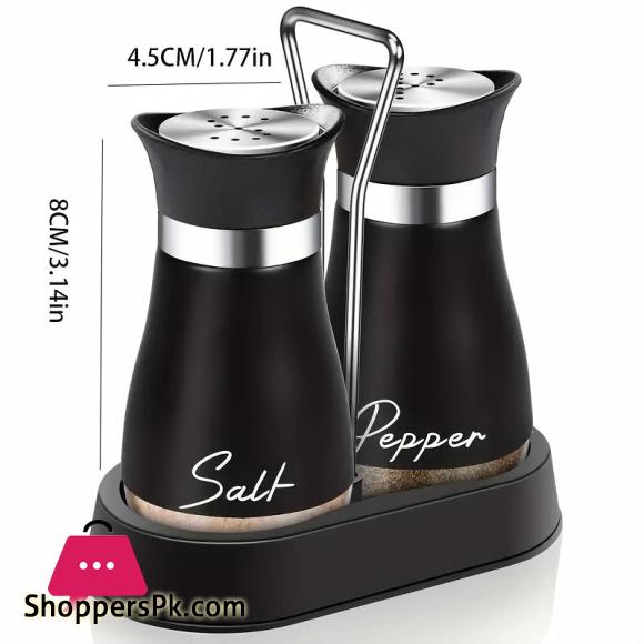 Salt and Pepper Bottles with A Shaking Stand Stainless Steel Lid Refillable