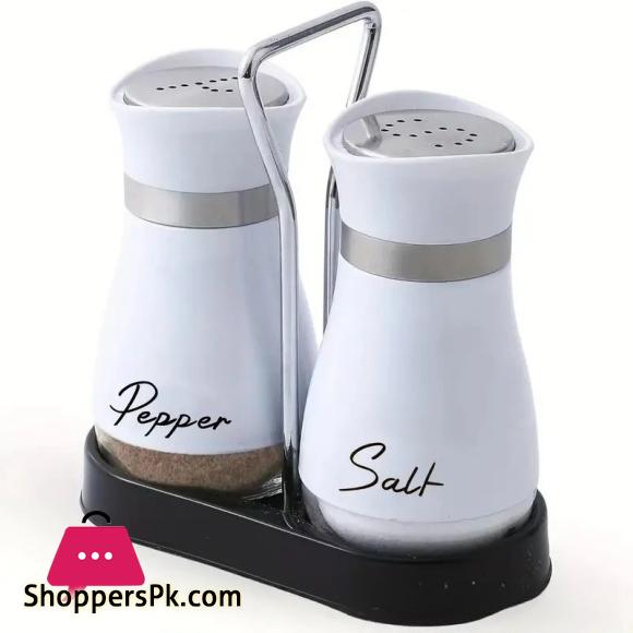 Salt and Pepper Bottles with A Shaking Stand Stainless Steel Lid Refillable