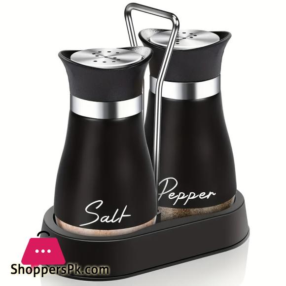 Salt and Pepper Bottles with A Shaking Stand Stainless Steel Lid Refillable