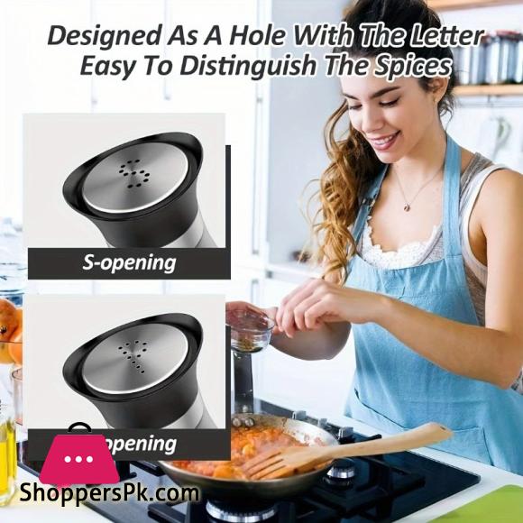 Salt and Pepper Bottles with A Shaking Stand Stainless Steel Lid Refillable