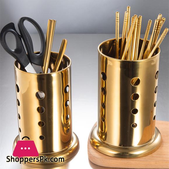 Stainless Steel Golden Chopstick Spoon Cutlery Holder