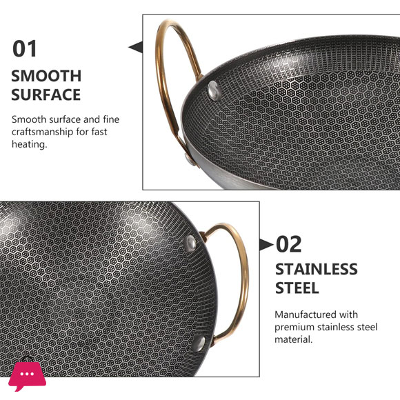 Stainless Steel Saute Fry Pan with Enameled Nonstick Surface 8-Inch