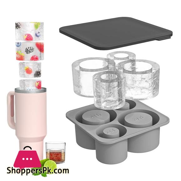 Ice Cube Maker With Lid 4 Hollow Cylinder Ice Cube Molds