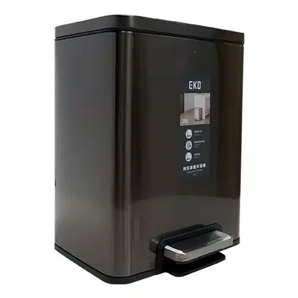 Eko E-cube 20 liter Slim Silver Steel Kitchen Step On Foot Pedal Waste Rubbish Dustbin