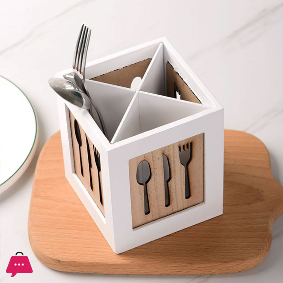 Knives and Forks Bamboo Kitchen Cutlery Holder - 1Pcs