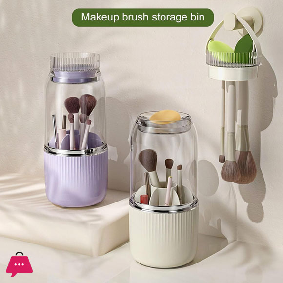 Makeup Brush Holder Rotatable Makeup Brush Storage Bucket Easy to Clean Dust-proof