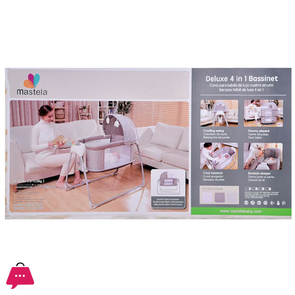 Mastela Deluxe 4 in 1 Bassinet Cradle Swing & Bedside Sleeper for Birth to 36 Month Kids
