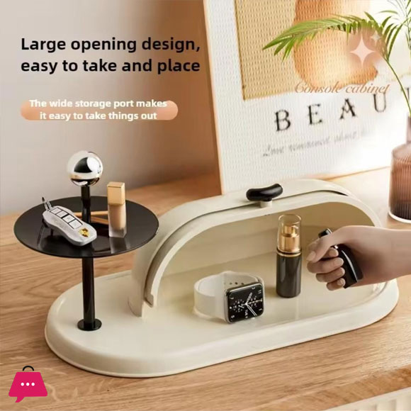 Multi-Functional Storage Organizer with Cover and Key Holder for Desk, Dresser or Entryway Use