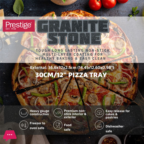 Prestige Granite 30cm Pizza Pan Ideal for Cooking Baking and Grilling - PR48751