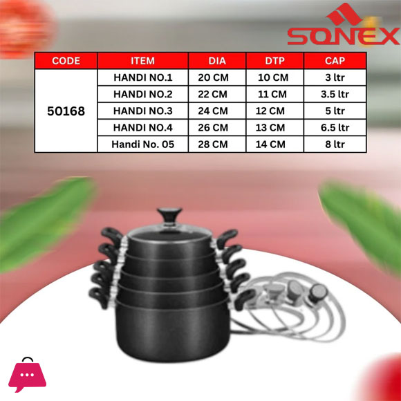 Sonex Galaxy Glass Lid Set Cooking Pot 8 Pcs