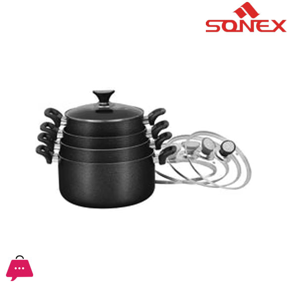Sonex Galaxy Glass Lid Set Cooking Pot 10 Pcs