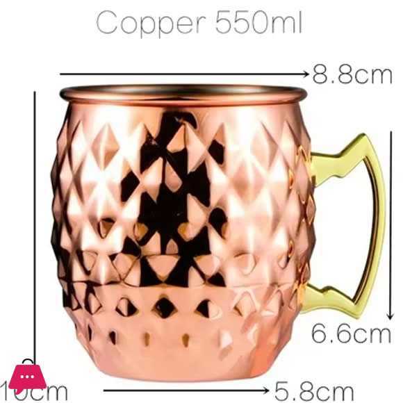 1 Pcs 550ml Hammered Copper Mug