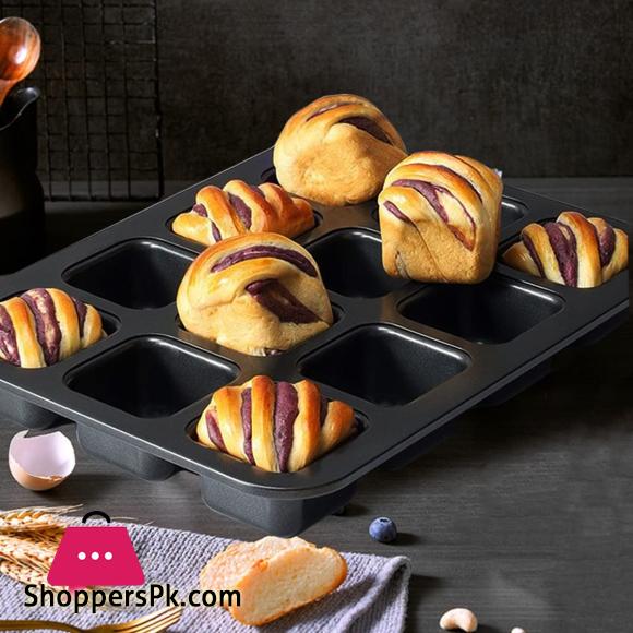 12-Mini Loaf Baking Pans Kitchen Cake Square Household Bread Muffin Multi-function Mold