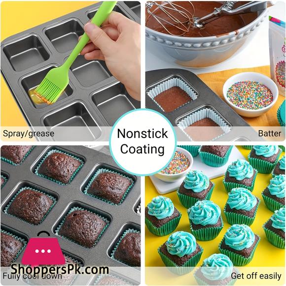 12-Mini Loaf Baking Pans Kitchen Cake Square Household Bread Muffin Multi-function Mold