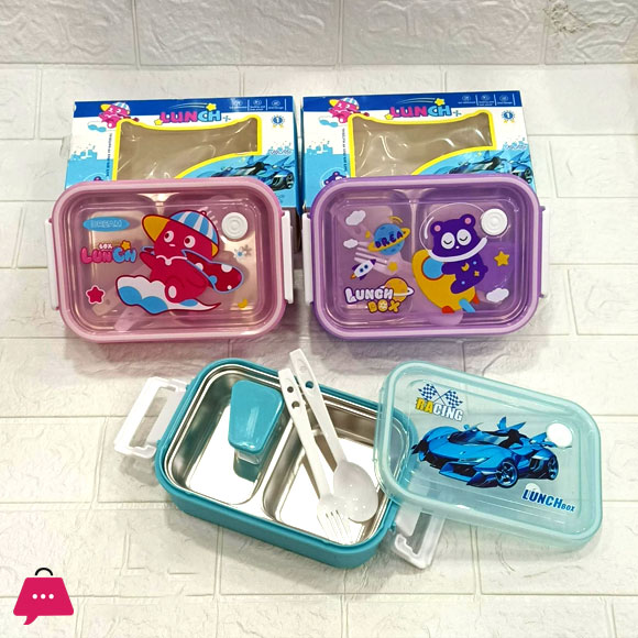 2 Partition Stainless Steel School Lunch Box