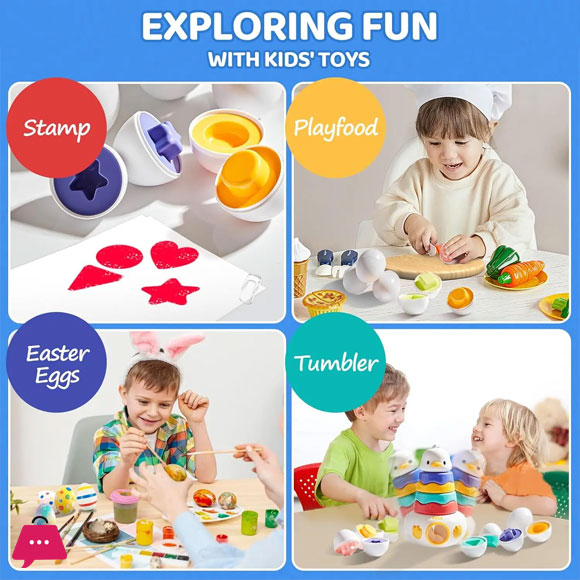 Baby Stacking Toy with Rings Montessori Toy 3-in-1 Matching Eggs Stacking Tower for Stacking Game