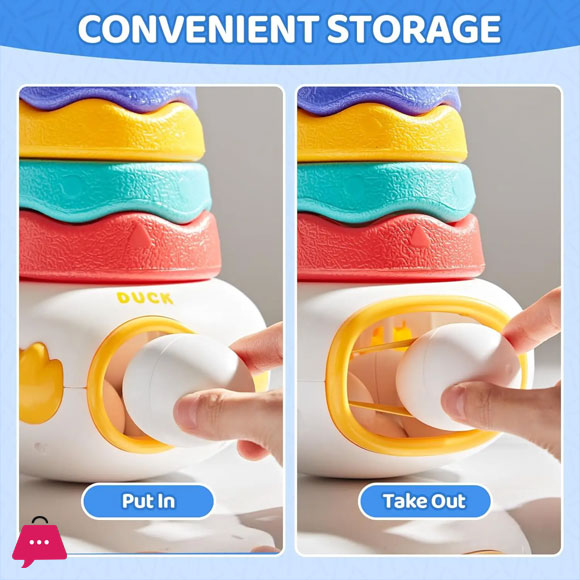 Baby Stacking Toy with Rings Montessori Toy 3-in-1 Matching Eggs Stacking Tower for Stacking Game