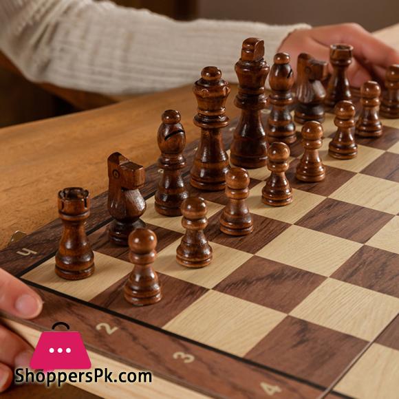 Chess Set - Magnetic Foldable Portable Solid Wood Chess Board