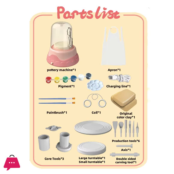 Creative DIY Painting Art Kit Electric Pottery Wheel Ceramic Machine Toy with Modeling Clay Mini Pottery Machine for Kids