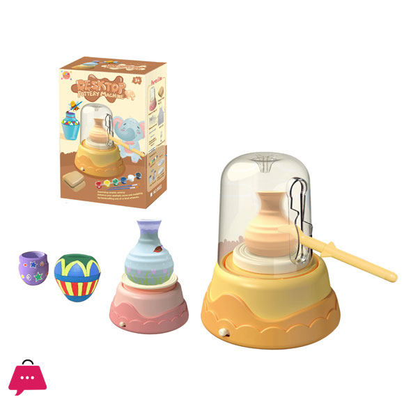 Creative DIY Painting Art Kit Electric Pottery Wheel Ceramic Machine Toy with Modeling Clay Mini Pottery Machine for Kids