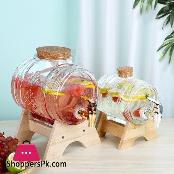 Glass Barrel Beverage Dispenser Decanter - 3 & 5 Liter