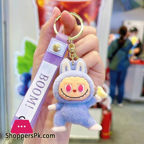 Labubu Flocking Fabric Keychain Pendant Bag Key Chain 1-Pcs